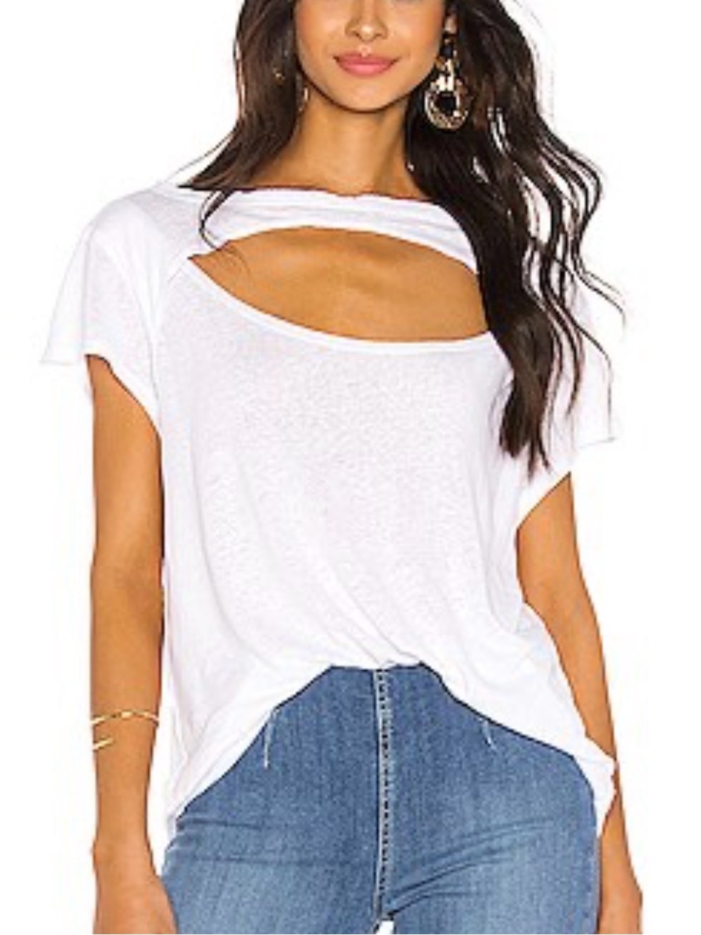 FREE PEOPLE -WE THE FREE  Cut Out Short Sleeve Lightweight Oversized Tee Size M
